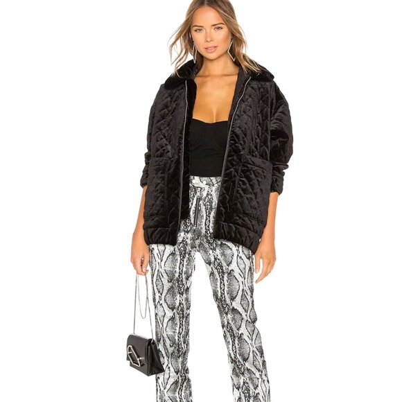 I.AM.GIA Black Contraband Velvet Quilted Jacket - Size M - Picture 1 of 10